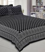 Double Bedsheet Charcoal Black Small Leaf Print