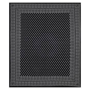 Double Bedsheet Charcoal Black Small Leaf Print 2