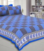 Double Bedsheet Royal Blue Fine Cotton Checkerd Design