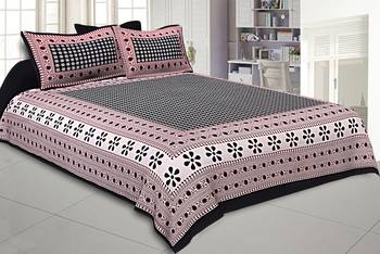 Double Bedsheet Black Color Rangoli Print 1
