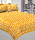 Paisley Double Bedsheet Mustard Yellow Color Fine Cotton With Two Pillow covers