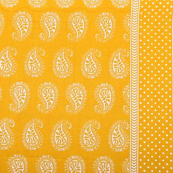 Paisley Double Bedsheet Mustard Yellow Color Fine Cotton With Two Pillow covers 3