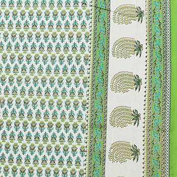 Double Bedsheet Lime Green Geometric Floral Gold Print With 2 Pillow Covers 3