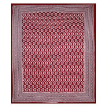 Double bedsheet Ruby Red Hand Block Floral Print 2