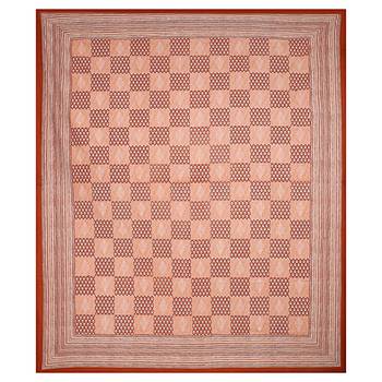Double Bedsheet Burgundy Checkered Pattern 3
