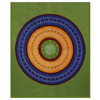 Double Bedsheet Green Base With Round Shape Bandhej Print 2