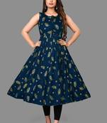 Blue printed rayon
 ethnic-kurtis
