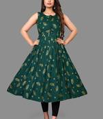 Green printed rayon ethnic-kurtis
