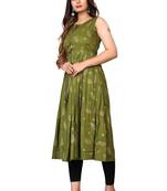 Green printed rayon ethnic-kurtis
