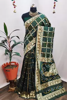 Kimisha Women'S Green Silk Woven Saree With Unstitched Blouse