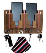 Unique Key Holder With Mobile Charging Watch Wallet Showpiece Storage Self Wooden Handcrafted Home & Office Decoration