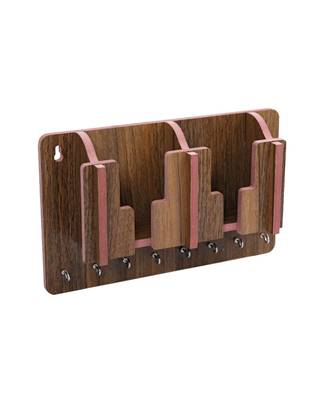 Unique Key Holder With Mobile Charging Watch Wallet Showpiece Storage Self Wooden Handcrafted Home & Office Decoration 2