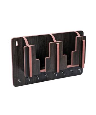 Unique Key Holder With Mobile Charging Watch Wallet Showpiece Storage Self Wooden Handcrafted Home & Office Decoration 2