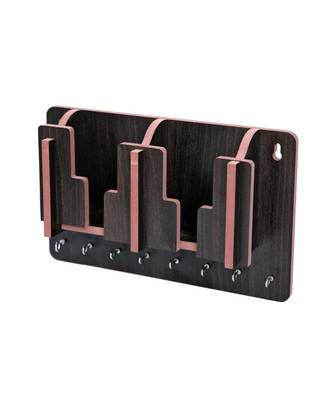 Unique Key Holder With Mobile Charging Watch Wallet Showpiece Storage Self Wooden Handcrafted Home & Office Decoration 3