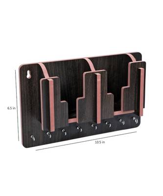 Unique Key Holder With Mobile Charging Watch Wallet Showpiece Storage Self Wooden Handcrafted Home & Office Decoration 4