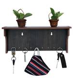 Unique Key Holder With Mobile Charging Watch Wallet Showpiece Storage Self Wooden Handcrafted Home & Office Decoration