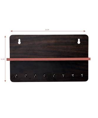 Unique Key Holder with Mobile Charging Watch Wallet Showpiece Storage Self Wooden Handcrafted Home & Office Decoration 3