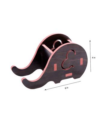 Wooden Wall Mounted/Table Top Multiple Use Key Rack,Mobile Holder - Decor Shelf Curve Wedge Hathi Stand 5