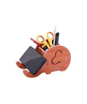 Wooden Wall Mounted/Table Top Multiple Use Key Rack,Mobile Holder - Decor Shelf Curve Wedge Hathi Stand 1