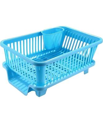Durable Plastic Kitchen Sink Dish Rack Drainer Drying Rack Washing Basket with Tray for Kitchen Organizers   1
