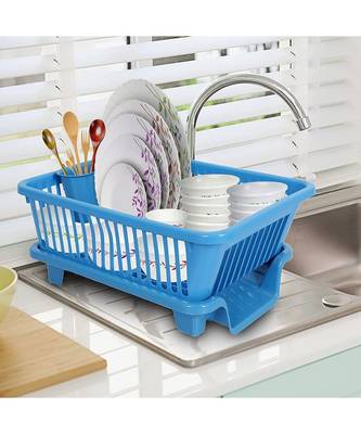 Durable Plastic Kitchen Sink Dish Rack Drainer Drying Rack Washing Basket with Tray for Kitchen Organizers   3