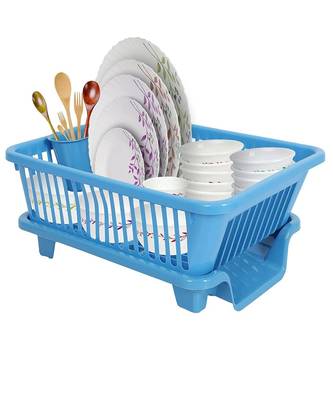 Durable Plastic Kitchen Sink Dish Rack Drainer Drying Rack Washing Basket with Tray for Kitchen Organizers   4