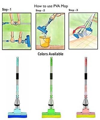Sponge Absorber Quick Cleaning Mop with Squeezing Technology Adjustable Handle  3