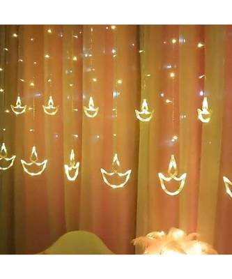  Diwali Diya Curtain Lights, String Lights with 10 Hanging Diya 138 LED String led 3