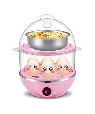 Egg Boiler Double Layer Multifunction Electric Egg Boiler Automatic Off Egg Cooker,  1