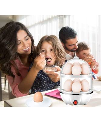 Egg Boiler Double Layer Multifunction Electric Egg Boiler Automatic Off Egg Cooker,  6