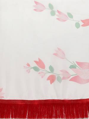 Women'S White Organza Digital Printed Saree With silk blend Blouse Piece 4
