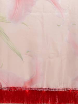 Light Peach Organza Digital Printed Saree With blouse piece 4