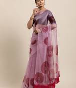 Women'S Pink Organza Digital Printed Saree With Art Silk Blouse Piece