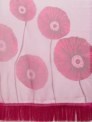 Women'S Pink Organza Digital Printed Saree With silk blend Blouse Piece 4