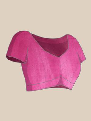 Women'S Pink Organza Digital Printed Saree With silk blend Blouse Piece 5