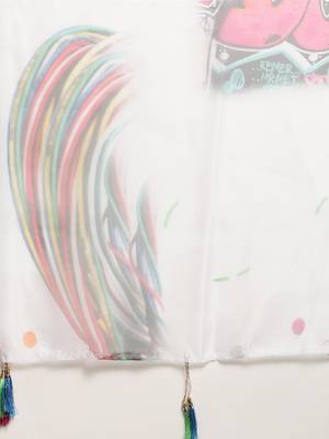 Women'S White Organza Printed Saree With silk blend Blouse Piece 4