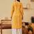 Hand Embroidered Yellow Georgette Lucknow Chikankari Women Kurta