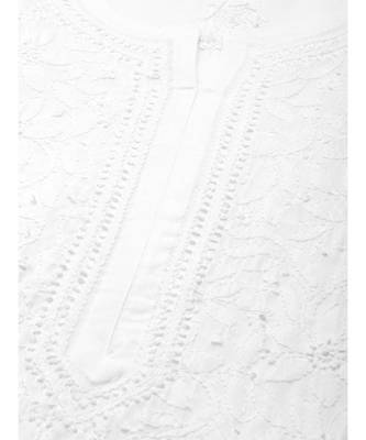 Hand Embroidered White Cotton Lucknowi Chikan Women Kurta 4
