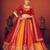 Captivating Red, Orange and Yellow Thread with Sequins embroidered art Silk Lehenga choli