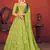 Fluorescent Green Thread with Sequins embroidered art silk semi stitched lehenga