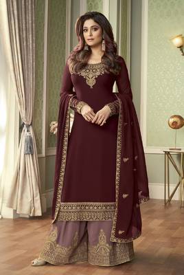 Maroon embroidered georgette salwar 1
