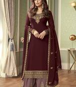 Maroon embroidered georgette salwar