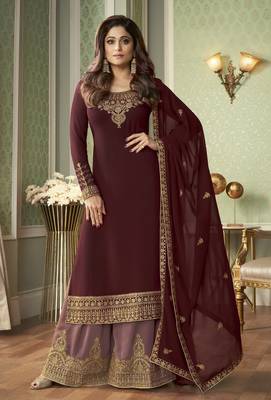 Maroon embroidered georgette salwar 3