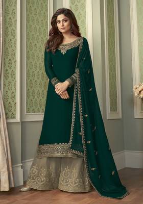 Green embroidered georgette salwar 1