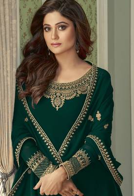 Green embroidered georgette salwar 2