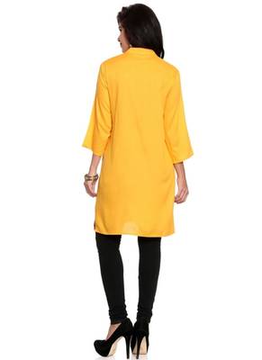 Yellow embroidered rayon ethnic-kurtis 2