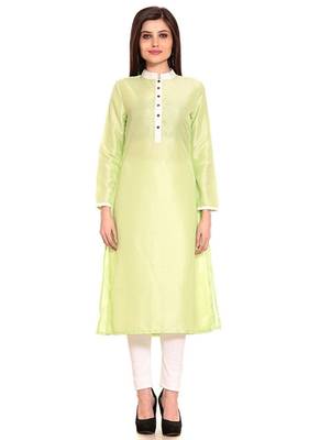 Green plain rayon ethnic-kurtis 1