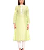 Green plain rayon ethnic-kurtis