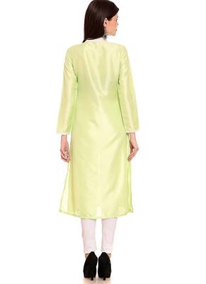 Green plain rayon ethnic-kurtis 2