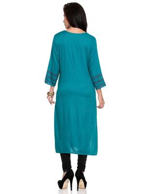 Blue embroidered rayon ethnic-kurtis 2